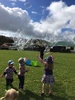 Bubble magic at playcentre. Juni was unsure and iris loved it.
