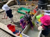Kpc: play doh tea party outside, teapots led to water play