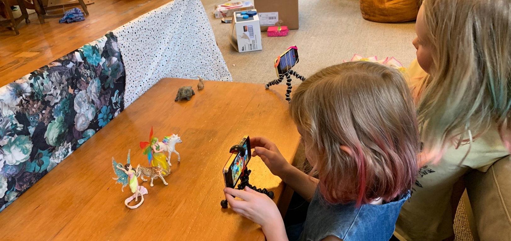 Lockdown day thirty three: stop motion is awesome! The girls spent hours doing it! They quickly got how it all works, just needed help with storylines.