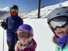 Oli and Milla skied today. High winds so only Waka was open and we took the kids down... it took a long time but Oli did it! Rangateria chair was more fun for them though.