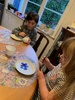Juni's party. Best friend Maisie, birthday buddy Ivy and cuzzies for a spot of tea and cake. Drawing on plates, followed by pass the parcel, music cushions and pin the horn on the unicorn. Her first party and she loved it.