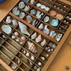 After a week of having shells over the breakfast bar, the kids finally came to the party and made a start of our shell collection for the bathroom wall. They went down memory lane of where the collected some of the shells too which was lovely.