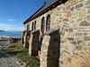 Stayed in hanmer Springs with an outside bath in the morning surrounded by forest. Lunch at new Brighton beach in Christchurch and lake Tekapo and the old stone church for a stretch before we arrived at Twizel.