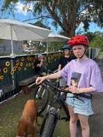 Checked out lachie playing cricket, and uncle P umpiring, then took a wee bike ride for a milkshake to their local shops with willow. Some creative gingerbread house making too