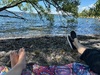 A lake bike ride, picnic and dip.