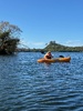 Kayaking on lake Rotoiti. Olive got the hang of it pretty quick and daddy slept while Iris paddled.