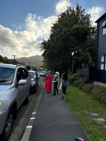 All hallows eve. Every year it gets better in friend st. Some wicked adult costumes! This year Iris and Olive went off with their friends so it was just buni left!