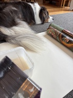 I finally got my desk done after 12 years of having a makeshift one. Decided to re- wallpaper because why not? And made a new crafting table for all.