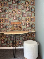 I finally got my desk done after 12 years of having a makeshift one. Decided to re- wallpaper because why not? And made a new crafting table for all.