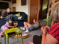 Crocheting and tennis for the afternoon