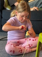 Crocheting and tennis for the afternoon