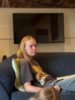 Crocheting and tennis for the afternoon