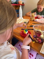 Egg hunt, egg decorating and crochet.