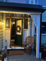 Trying to make one last push on the small paint jobs outside. Entrance is starting to look finished! Zobie has enjoyed the lamb skin rug and we managed a date night!