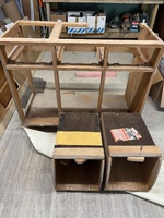 Operation laundry… we finally have three loos. Got the old cabinet working with the sink. Starting to come together slowly.