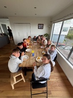 Dinner with the extended family. Spotlight for the kiddies later on.