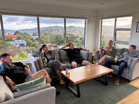 Dinner with the extended family. Spotlight for the kiddies later on.