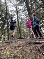 Cousins sleepover, forest school on a rainy day. Followed by robot challenge in Lego.