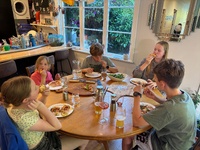 Token pizza night with the Turner-pant family. Managed to clear downstairs room for an air bed!