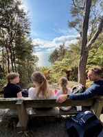 Tarawera trail 15km walk. The biggest day walk we have done as a family. Amazing moss ground cover, wallabies, rainbow trout, ponga forests, lake views, mushrooms! And a hot water feet soak at the end. Bliss. Plus a boat ride back.