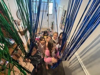 Juniper’s eighth birthday party. Good old fashion string game, drawing on cups, homemade pizza, clue hunt and decorate your cupcake. She had the best time.