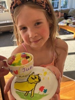 Juniper’s eighth birthday party. Good old fashion string game, drawing on cups, homemade pizza, clue hunt and decorate your cupcake. She had the best time.