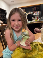 Juniper’s birthday. Yum cake made by Olive, present clue hunt and pancakes and sushi for dinner