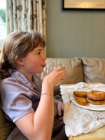 Happy birthday Iris! Tramping bag and dressing gown makes for a good look. Breakfast in bed (couch) was a request and present clue hunt a favorite still.