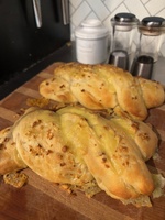 A mini pumpkin! Pond cleaning and pottering in the garden with leftover concrete…