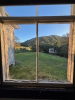 Checking out the farm cottage in daylight. Very rustic but fun.