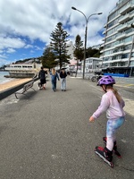 Roller blading on the parade followed by crocs milkshakes!