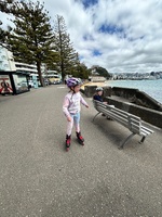 Roller blading on the parade followed by crocs milkshakes!
