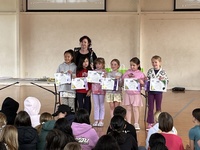 Netball prize giving for Iris and Juni.