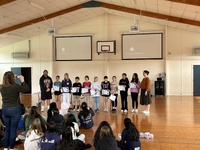 Netball prize giving for Iris and Juni.